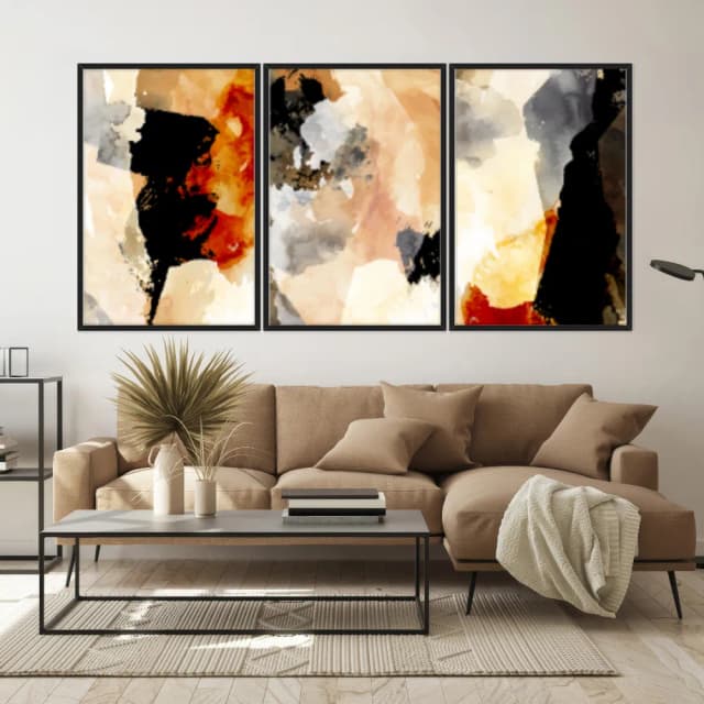 Kit Quadros Decorativos Pintura Abstrata