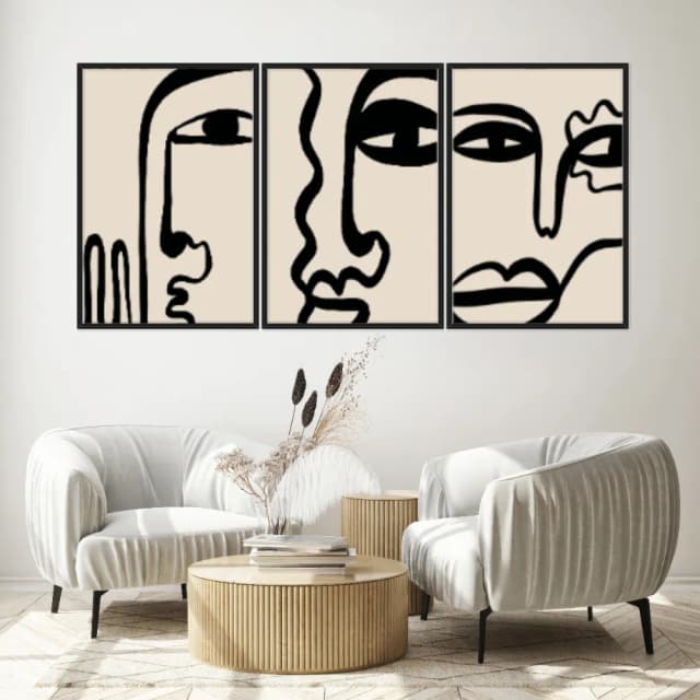 Kit Quadros Decorativos Linhas E Formas