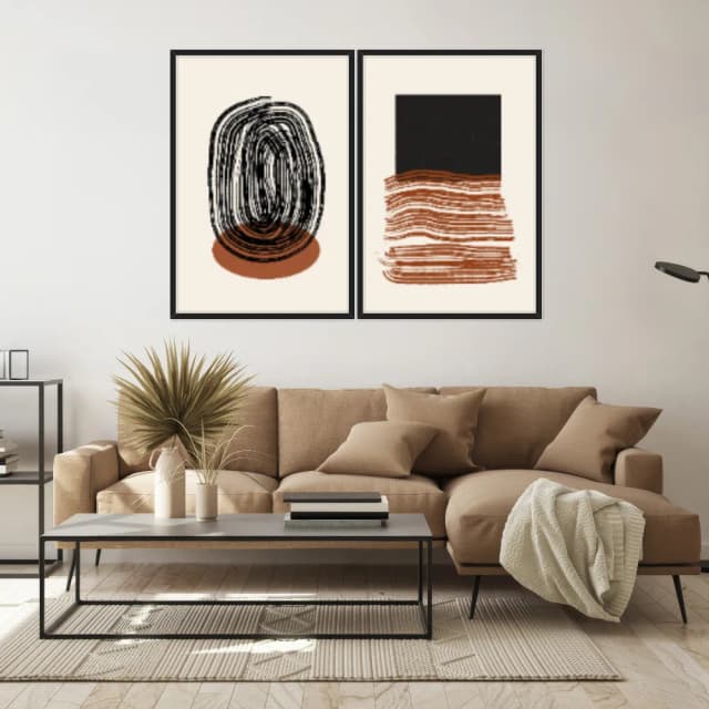 Kit Quadros Decorativos Abstrato Minimalista