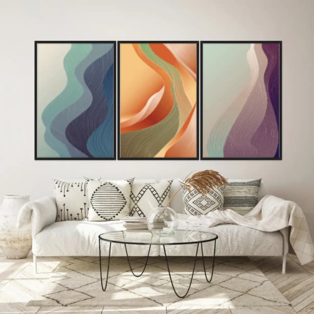 Kit Quadros Decorativos Pintura Abstrata