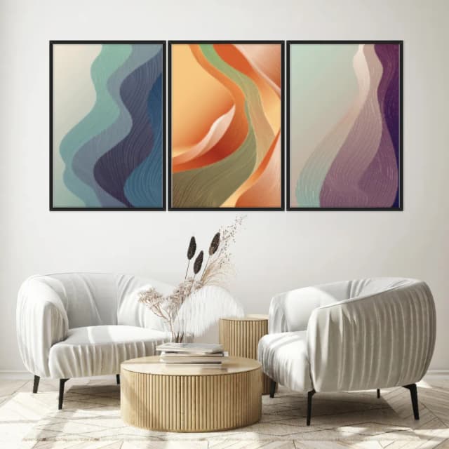 Kit Quadros Decorativos Pintura Abstrata
