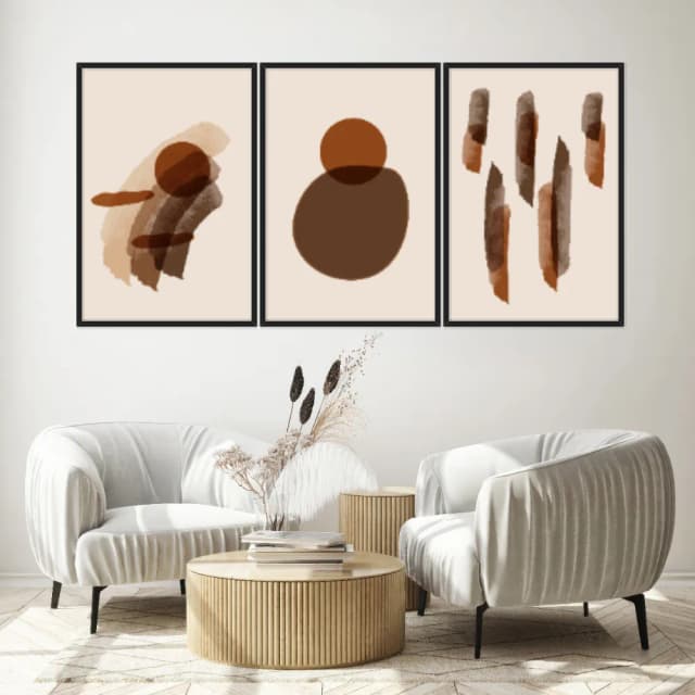 Kit Quadros Decorativos Abstrato Minimalista