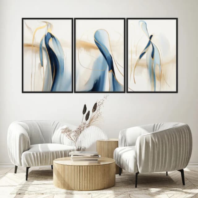 Kit Quadros Decorativos Pintura Abstrata