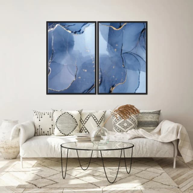 Kit Quadros Decorativos Mármore Azul