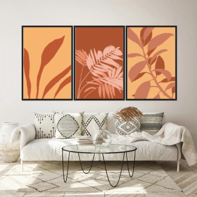 Kit Quadros Decorativos Planta Abstrata