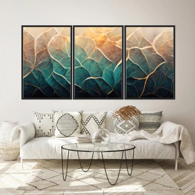 Kit Quadros Decorativos Textura De Folhas