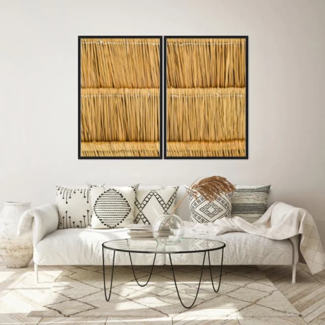 Kit Quadros Decorativos Madeira De Bambu