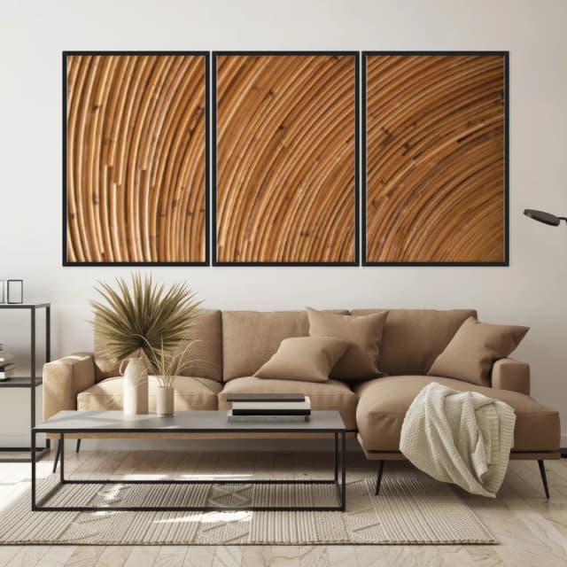 Kit Quadros Decorativos Madeira De Bambu
