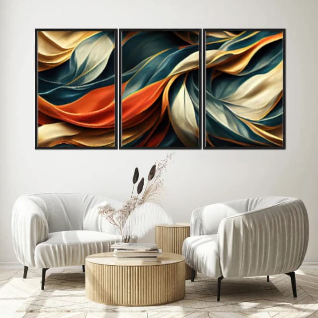 Kit Quadros Decorativos Linhas Coloridas