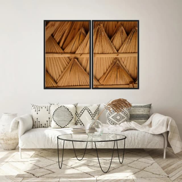 Kit Quadros Decorativos Formas Em Bambu