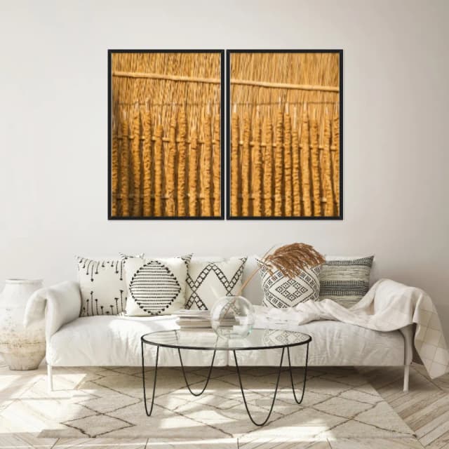 Kit Quadros Decorativos Madeira De Bambu