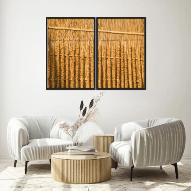 Kit Quadros Decorativos Madeira De Bambu