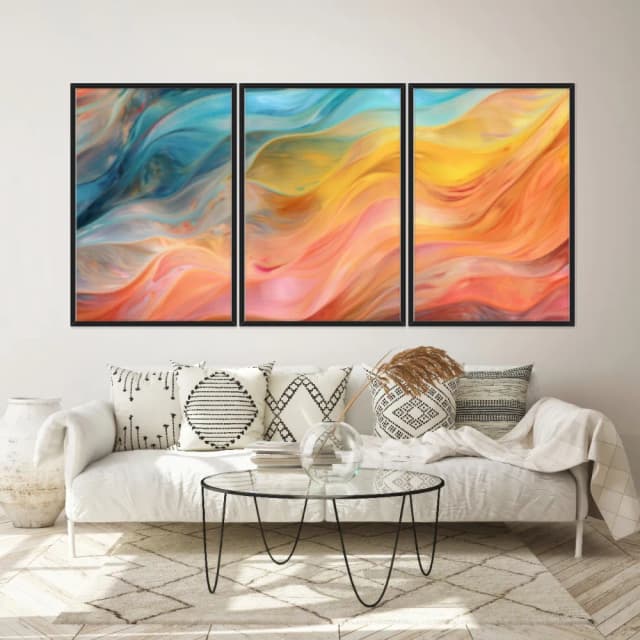 Kit Quadros Decorativos Abstrato Colorido