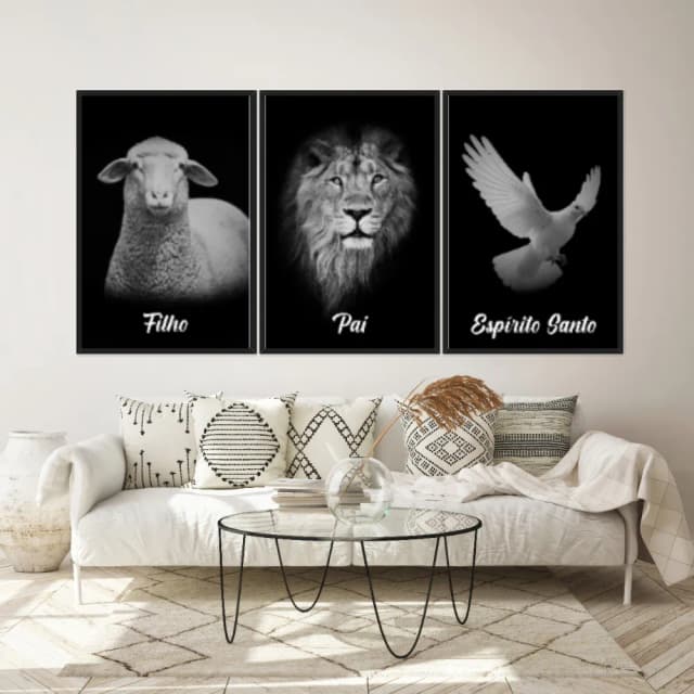 Kit Quadros Decorativos Religioso De Animais
