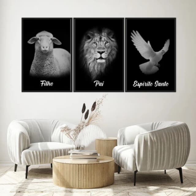Kit Quadros Decorativos Religioso De Animais