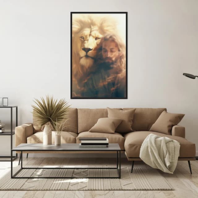 Quadro Decorativo Leão E Jesus