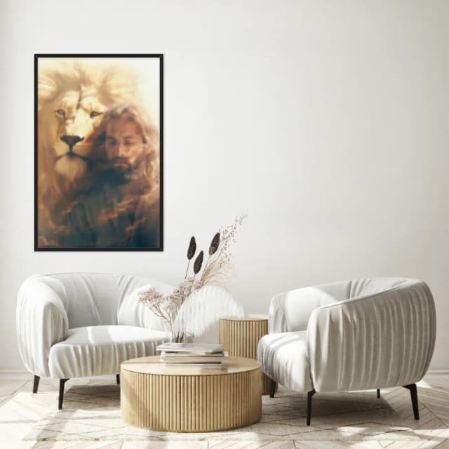 Quadro Decorativo Leão E Jesus