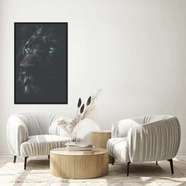 Quadro Decorativo Leão Em Preto