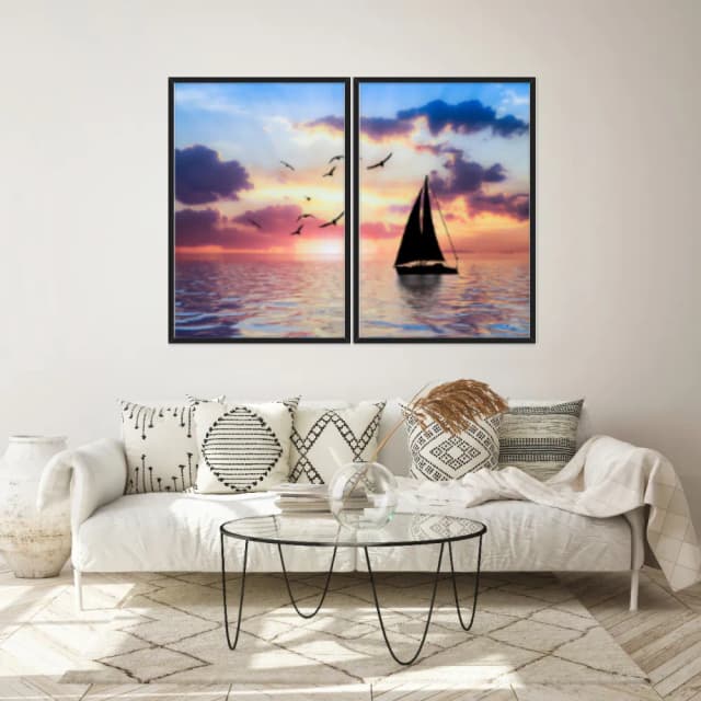 Kit Quadros Decorativos Pôr Do Sol