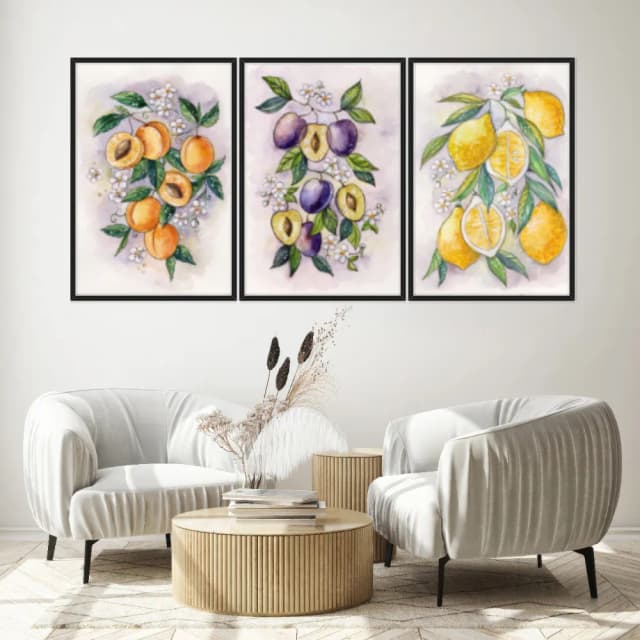 Kit Quadros Decorativos Frutas