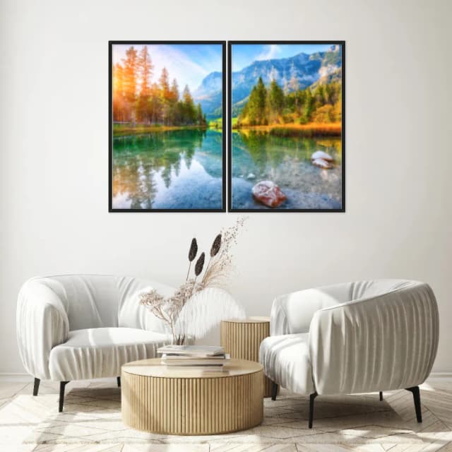 Kit Quadros Decorativos Lago E Montanha