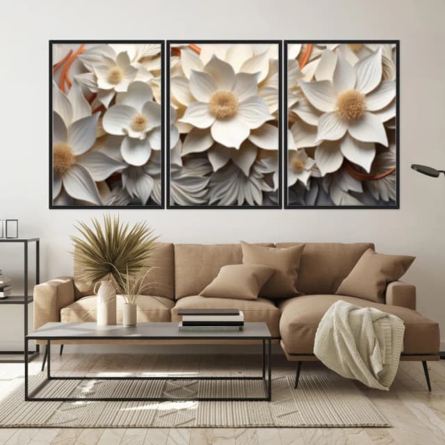 Kit Quadros Decorativos Flor 3D