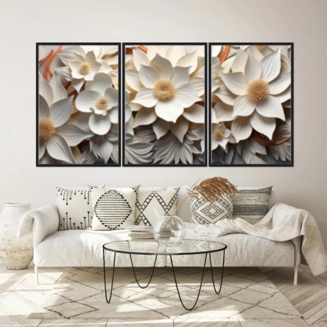 Kit Quadros Decorativos Flor 3D