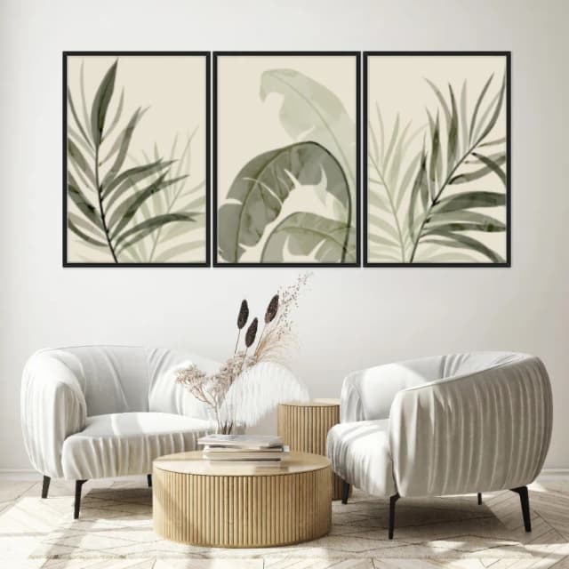 Kit Quadros Decorativos Planta Abstrata