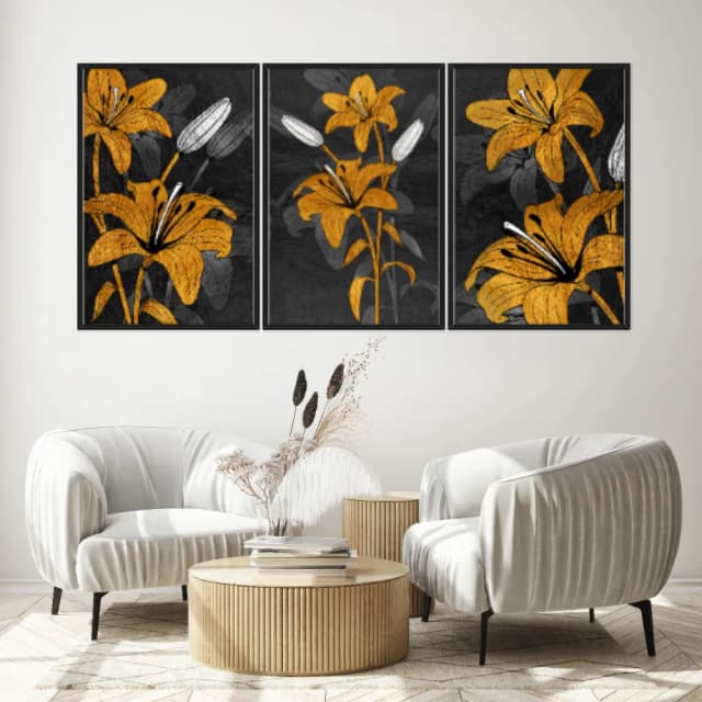 Kit Quadros Decorativos Flora Amarela