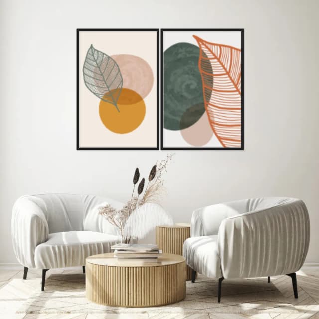 Kit Quadros Decorativos Planta Abstrata