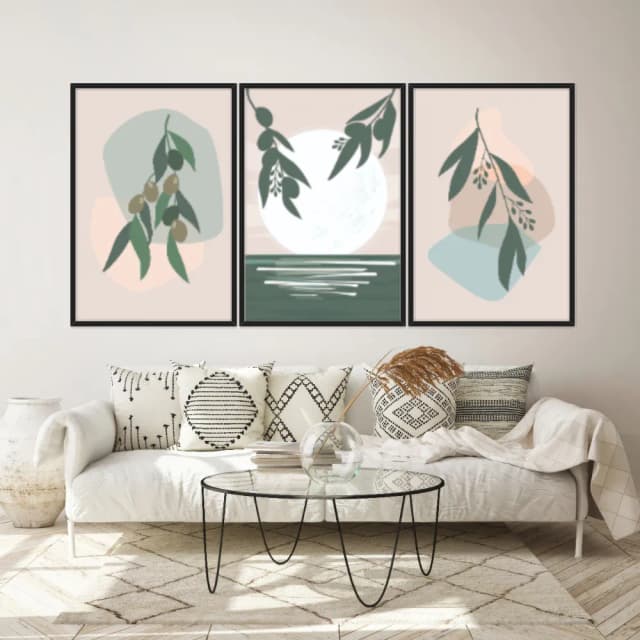 Kit Quadros Decorativos Planta Abstrata