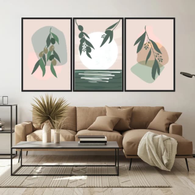 Kit Quadros Decorativos Planta Abstrata