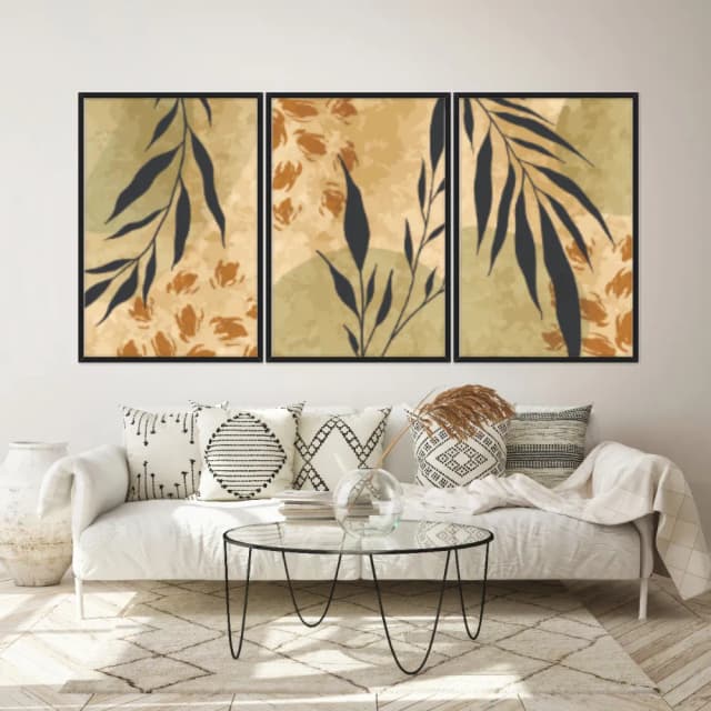 Kit Quadros Decorativos Planta Abstrata