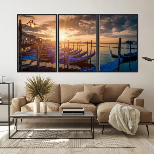 Kit Quadros Decorativos Barcos Azuis