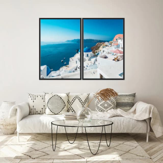 Kit Quadros Decorativos Ilha De Santorini Grecia